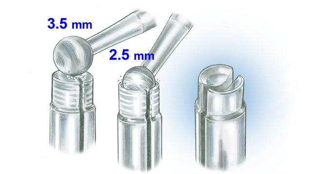 2つのボールバーを使用して、セット中にパビリオン用の隙間を作ります。