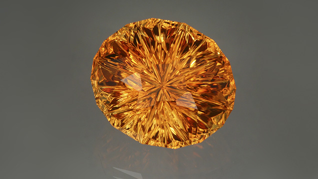 Citrine is one of the most popular yellow gems on the market. This designer cut shows off the warm glow of citrine’s sunny color. – Lydia Dyer, gem courtesy John Dyer & Co.