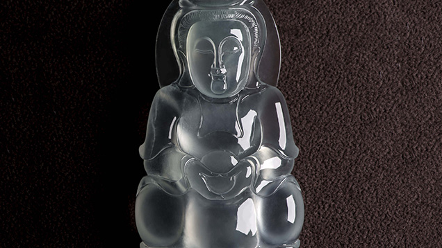 无色硬玉观音吊坠