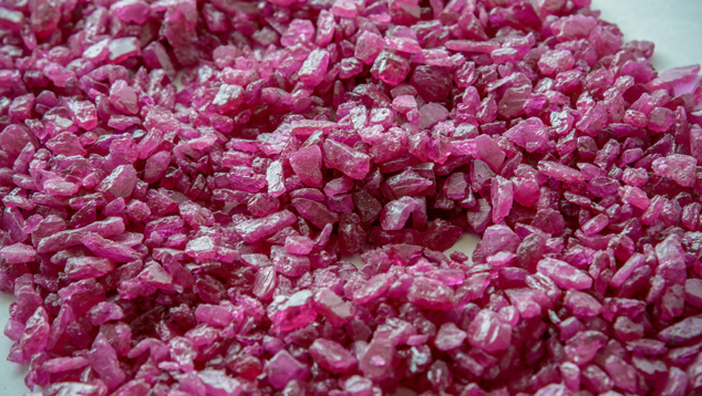 Rough ruby parcel heat treated with borax