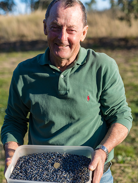 サファイアの箱を持つ男性