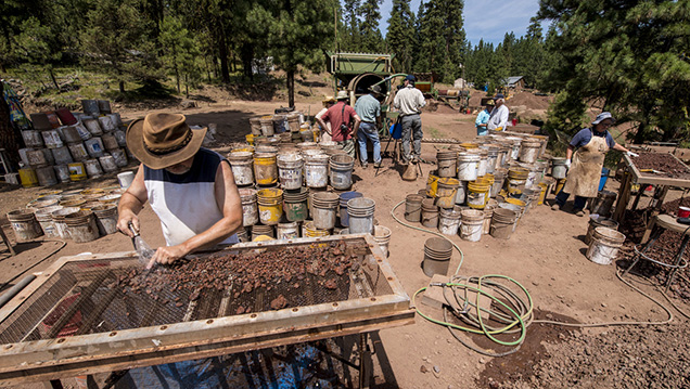 Pickers scour their screens for the gleam of red sunstone. - Robert Weldon