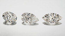 Figure 1. Oval-, pear-, and marquise-shaped diamonds show more complex appearance patterns than standard round brilliants. Photos by Jian Xin (Jae) Liao.