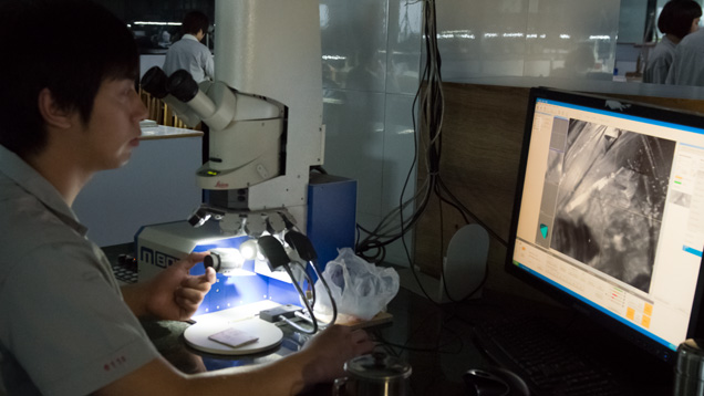 Helium M Boxでは、強力な顕微鏡をスキャナと一緒に使用し、内包物の位置を突き止めてマップします。