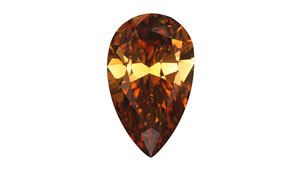 この1.49カラットのナシ型ブリリアントはファンシーディープブラウンオレンジにグレード付けした。