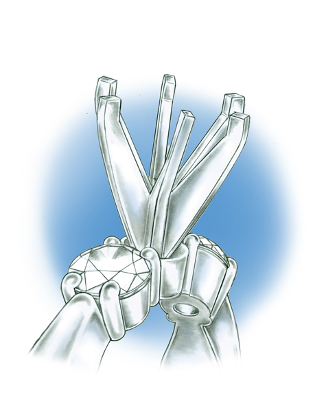 Perspective view of die-struck platinum solitaire