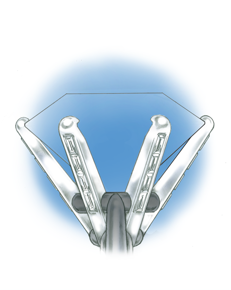 This platinum setting is made using a process called die-striking. The prongs are cut away from sheet-stock by a die, assembled, and then oven-soldered. Once they are made, they are torch-soldered into the ring mounting.