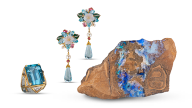 Gems and jewelry from a Birthstones exhibit