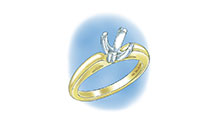 Learn how to evaluate the quality of a platinum ruthenium peg setting installation into a 14K yellow gold mounting with these helpful illustrations and instructional video
