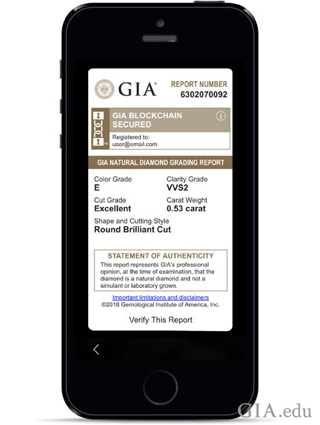GIAダイヤモンドレポートの画像。