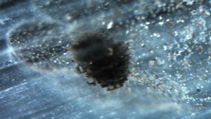 熱処理をしたダーククリスタルは、その輝きを失い、表面分解が起こった。