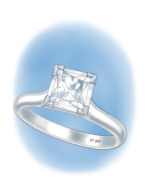 Learn how to evaluate the quality of a platinum setting for a princess-cut center stone with these helpful illustrations and instructional video