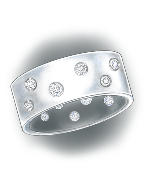 Learn how to evaluate the quality of a platinum band that was sized up by stretching with these helpful illustrations and instructional video.
