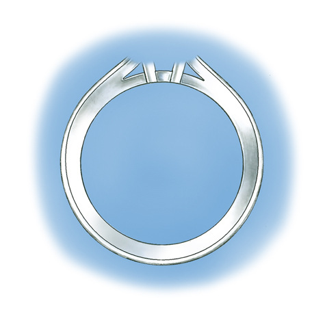 Side view illustration of platinum solitaire ring